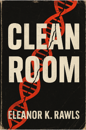 Illustrated cover of Clean Room by Eleanor K. Rawls, with a red DNA strand crossing the title.